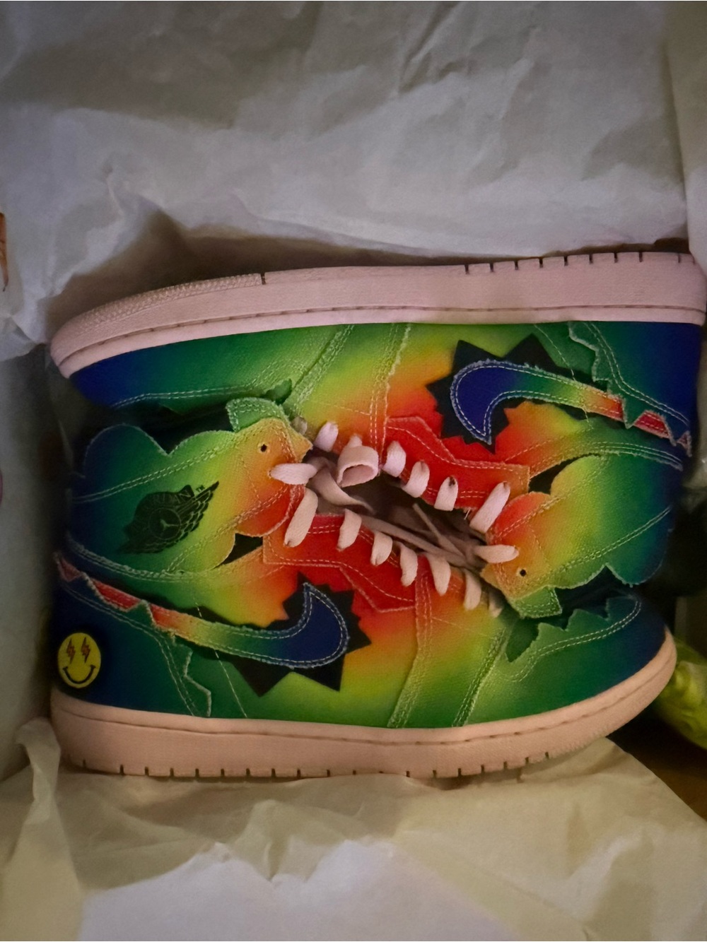 Nike Men’s High-Top Sneakers — Rainbow Gradient with Blue Swoosh